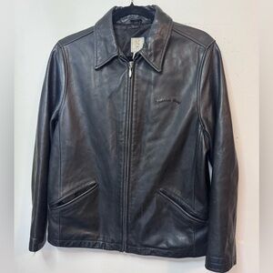 Vintage Gear Sportswear Genuine Leather Jacket – Black Zip-Up Coat (Women’s M)